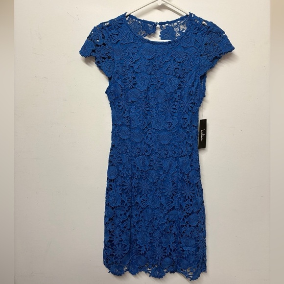 NWT Lulu's Romance Language Blue Backless Lace Dress XS - Picture 2 of 6